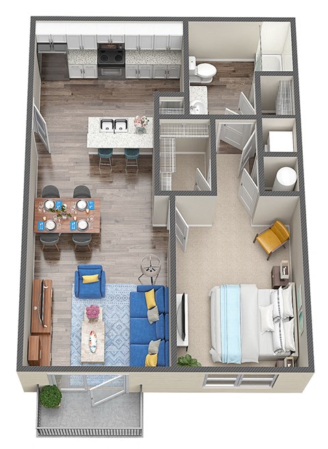Floor plan for 1 bed, 1 bath, 550 sqft